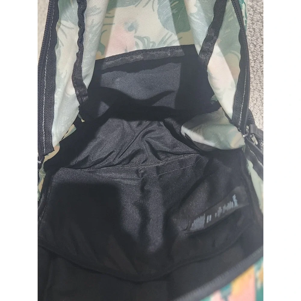 Hurley‎ Backpack Tropical Parrot Green Pink Black Front Pocket Adjustable Straps